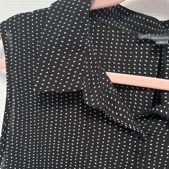 Adrianna papell black sheer button down collar sleeveless top XL - Picture 4 of 7